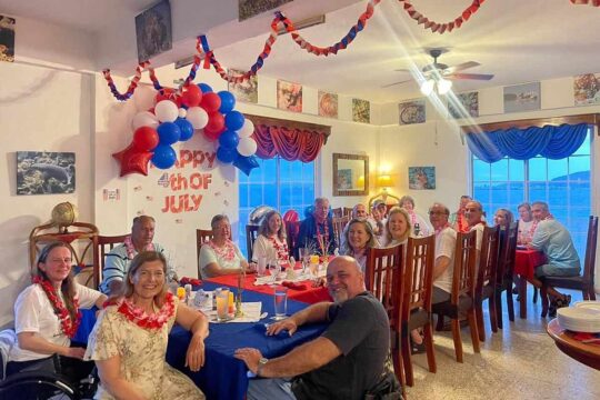 columbia scuba group at dinner